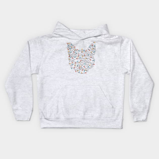 Christmas Cat Tangled Lights Kids Hoodie by Archie & Ainslie
